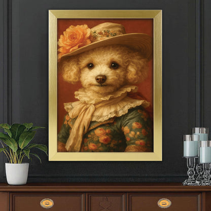 Custom Photo Dog Royal Style 05 Canvas Framed Wall Art Gift For Dog Lovers