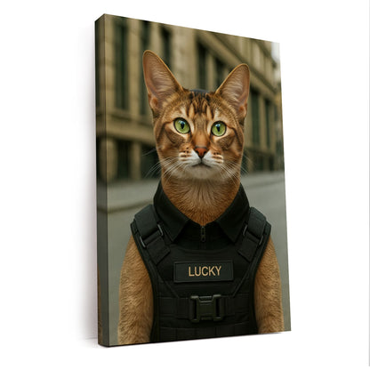 Custom Photo Tactical Cat Canvas Gift For Cat Lovers