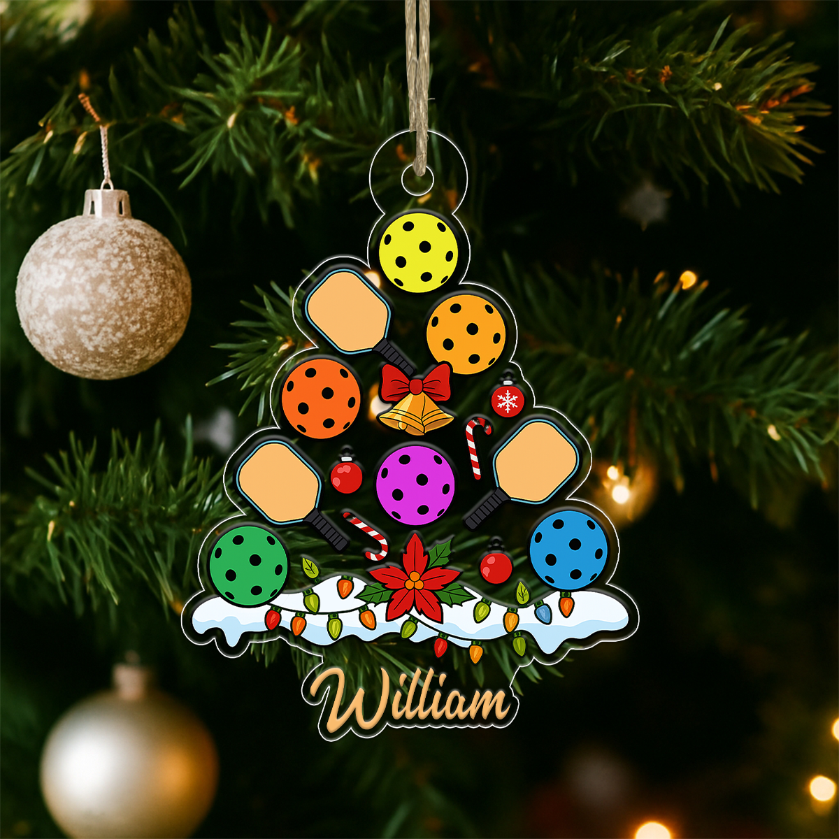 Custom Name Pickleball Christmas Acrylic Ornament Christmas Gift
