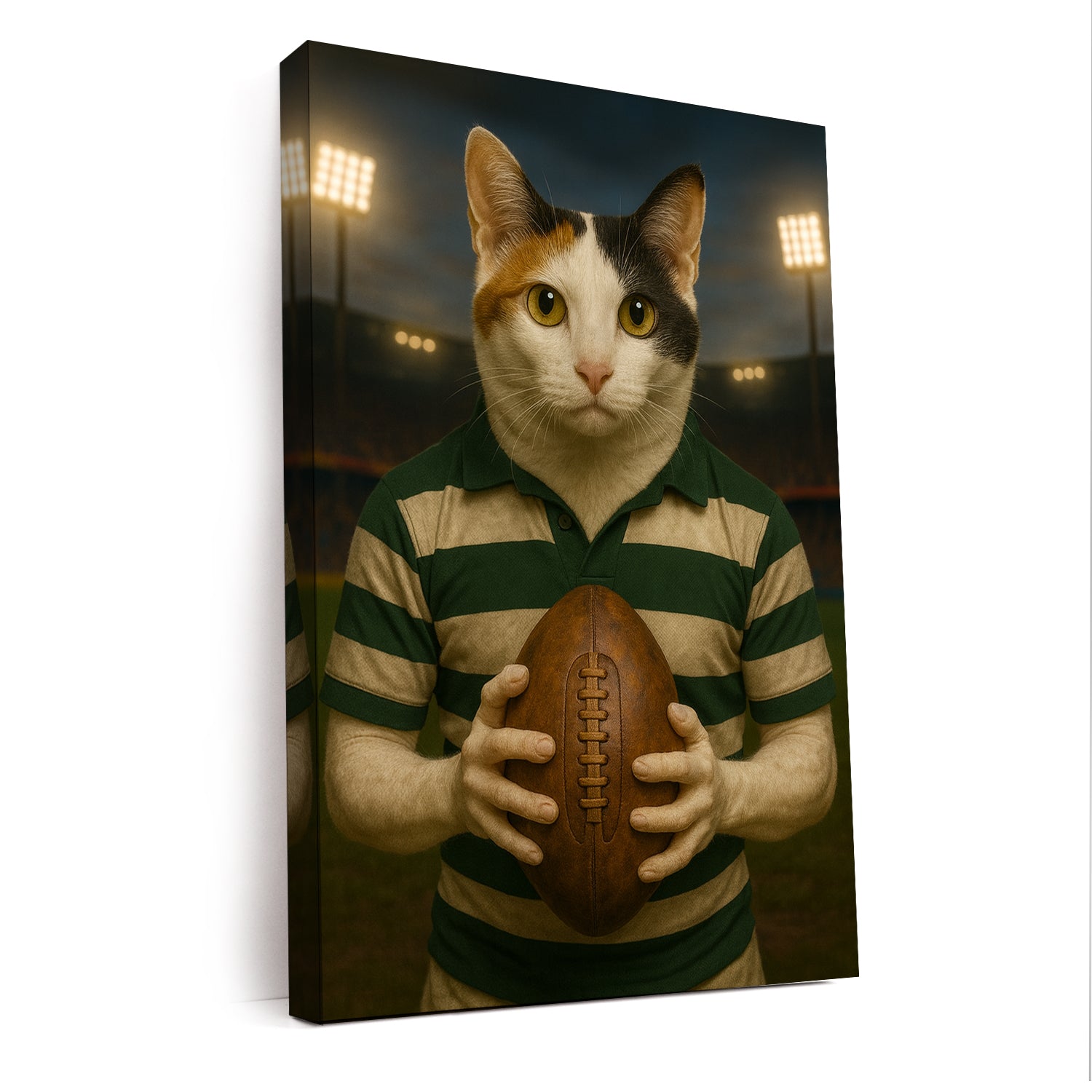 Custom Photo Rugby Player Cat Canvas Gift For Cat Lover