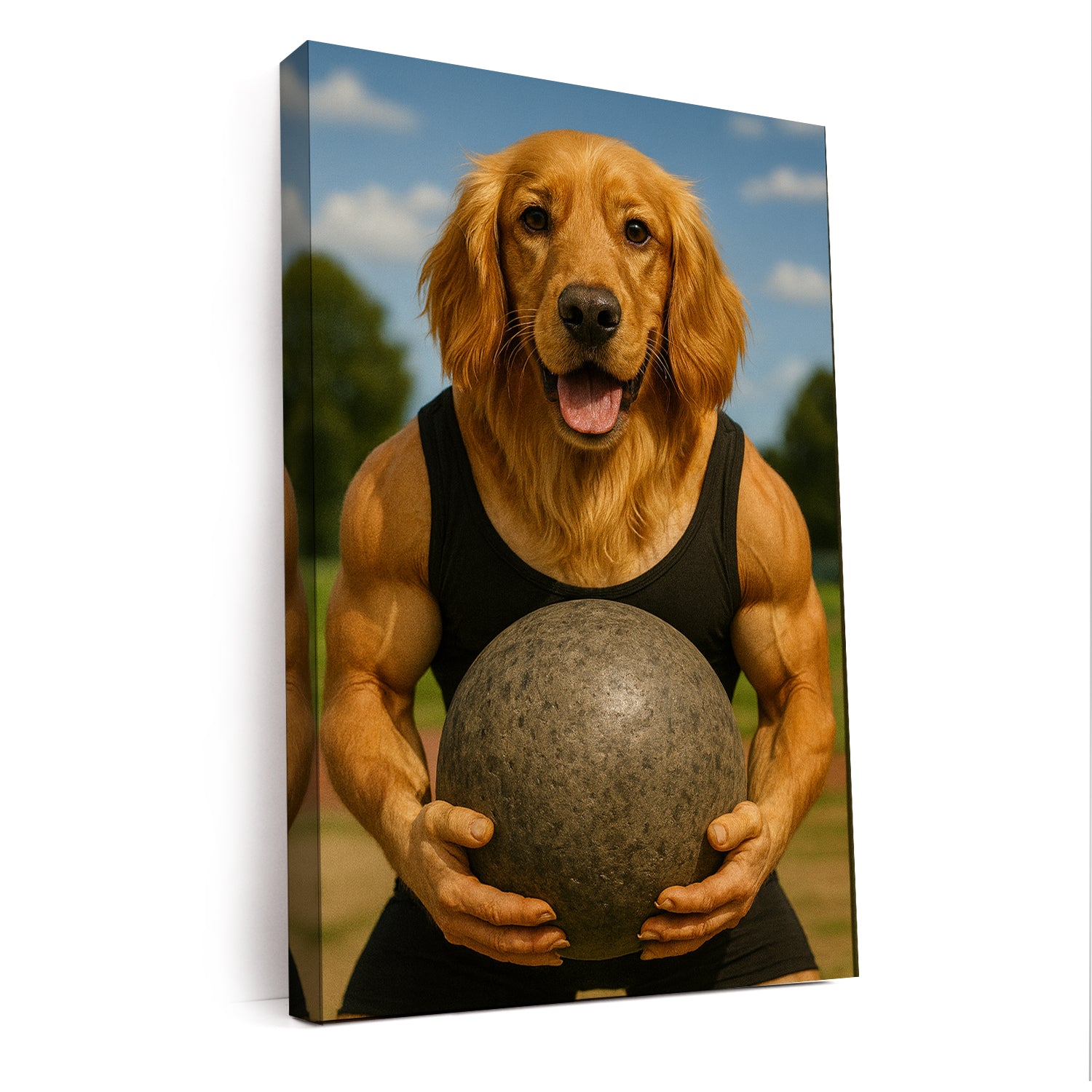 Custom Photo Strongman Dog Canvas Gift For Dog Lovers
