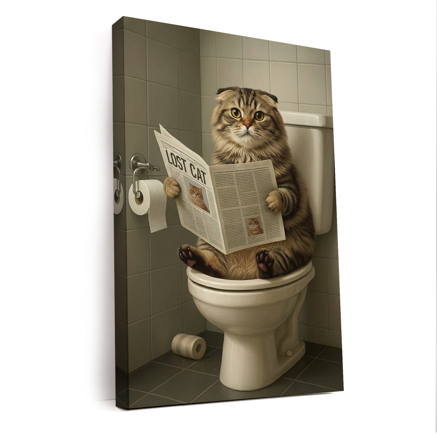Custom Photo Bathroom Cat Canvas Gift For Cat Lovers