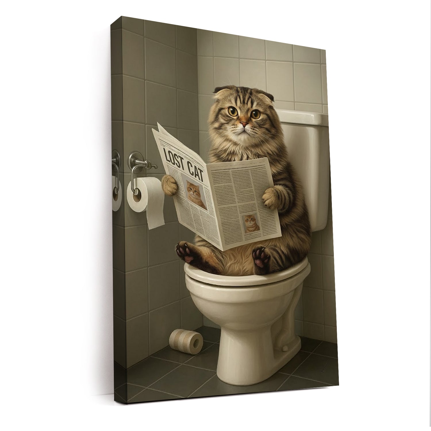 Custom Photo Bathroom Cat Canvas Gift For Cat Lovers