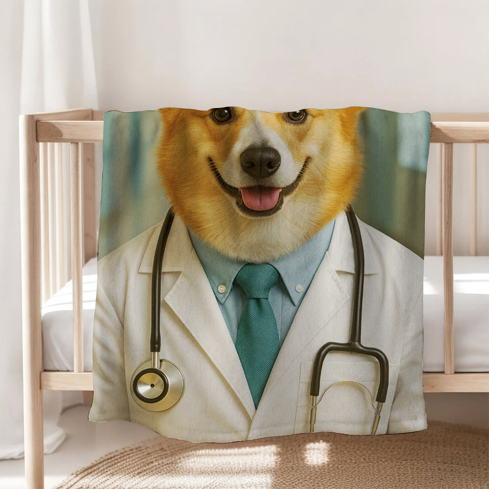Custom Photo Doctor Dog BlanketGift For Dog Lovers
