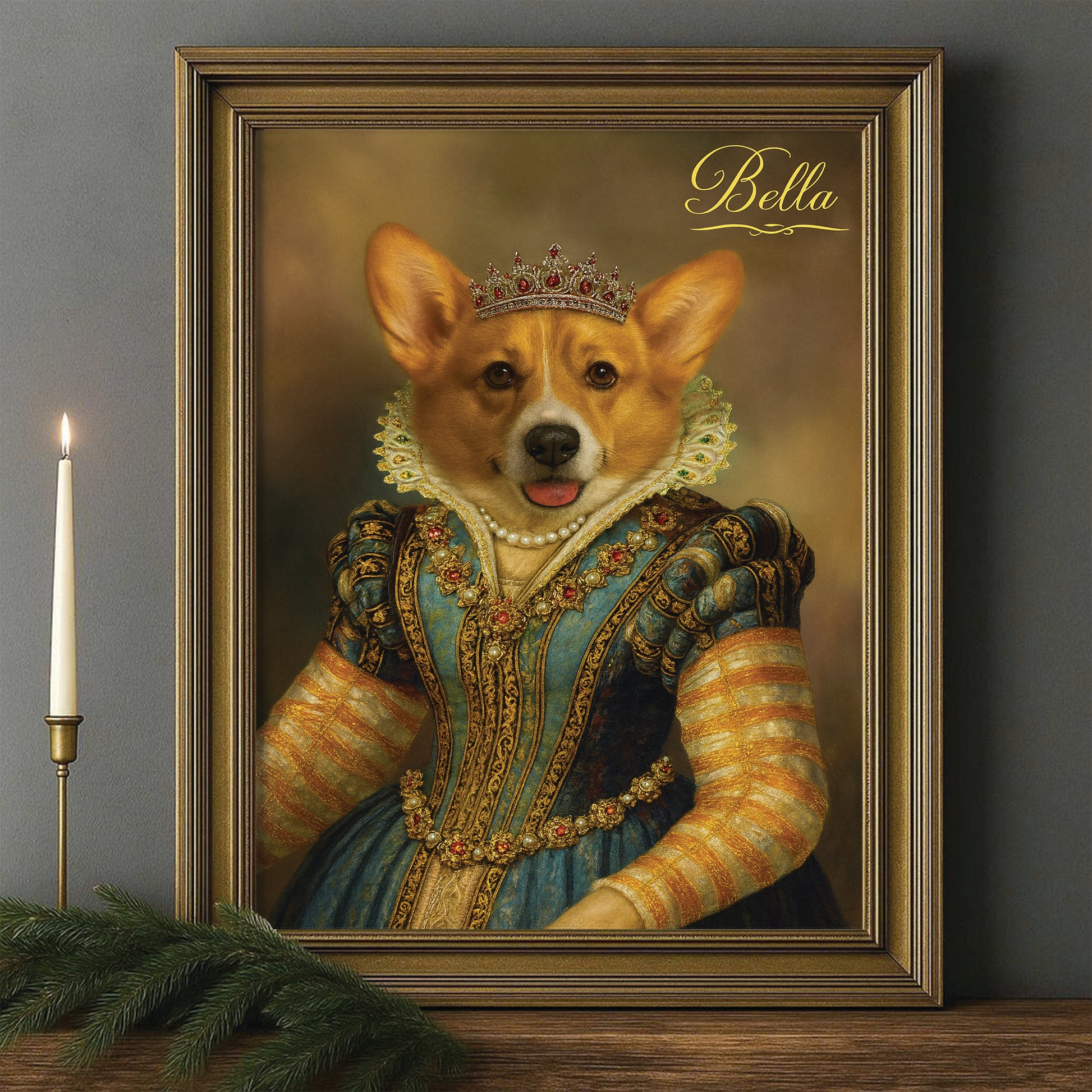 Custom Photo Sapphire Queen Dog Canvas Framed Wall Art Gift For Dog Lovers