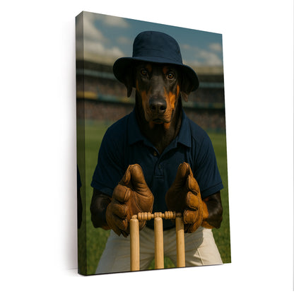 Custom Photo Cricket Player 2 Dog Canvas Gift For Dog Lovers
