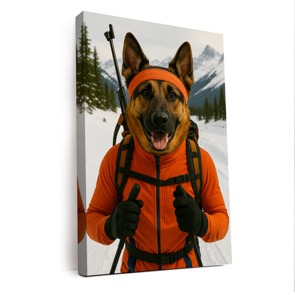 Custom Photo Biathlete Cross Country Skiing Dog Canvas Gift For Dog Lovers