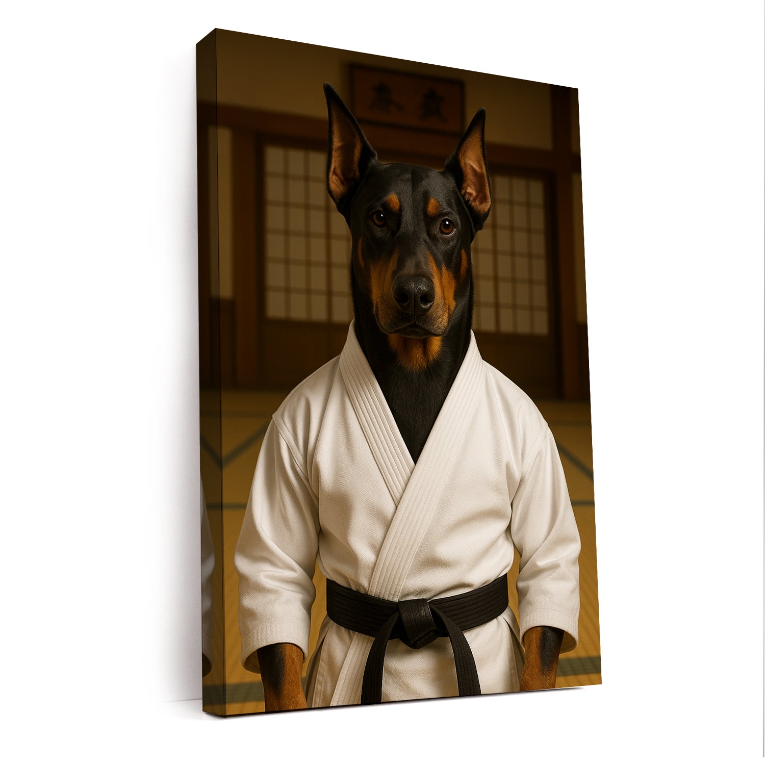Custom Photo Karate Dog Canvas Gift For Dog Lovers