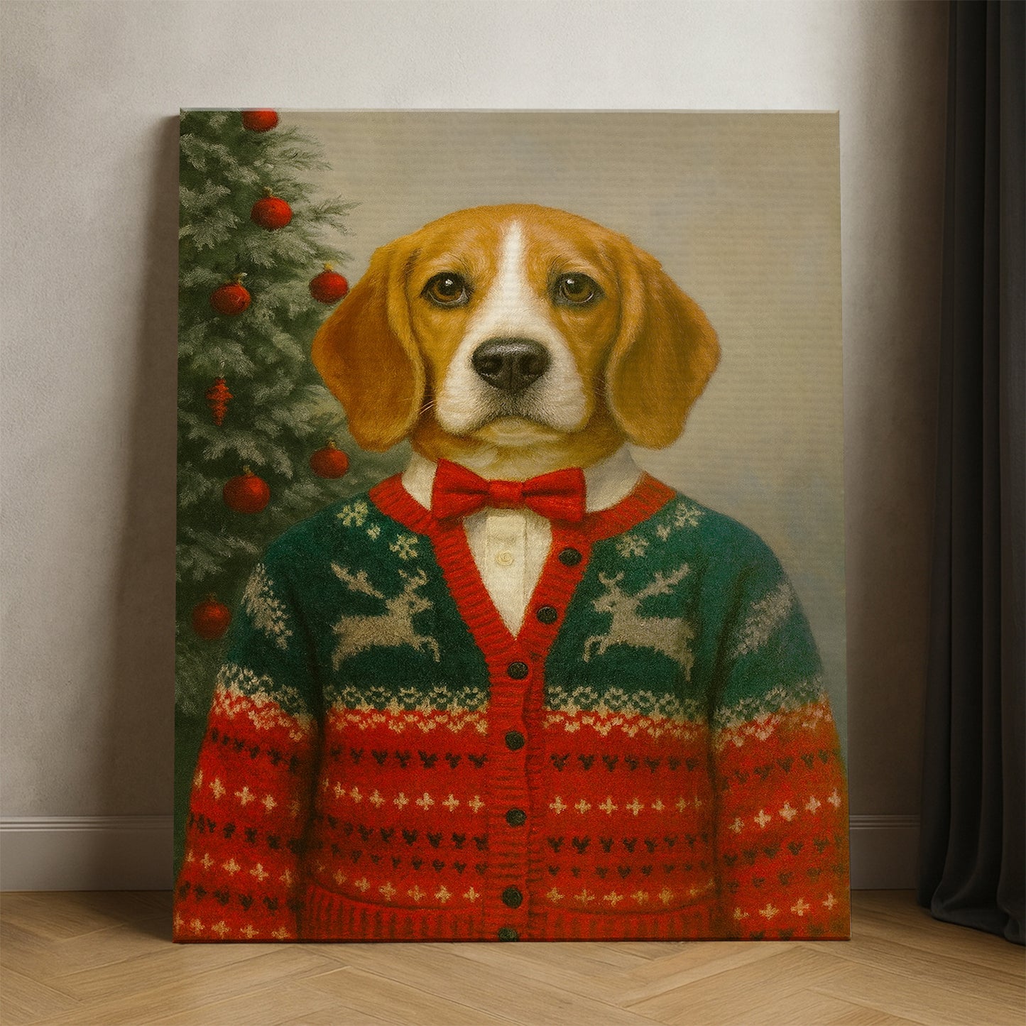 Custom Photo Christmas Dog Canvas Gift For Dog Lovers