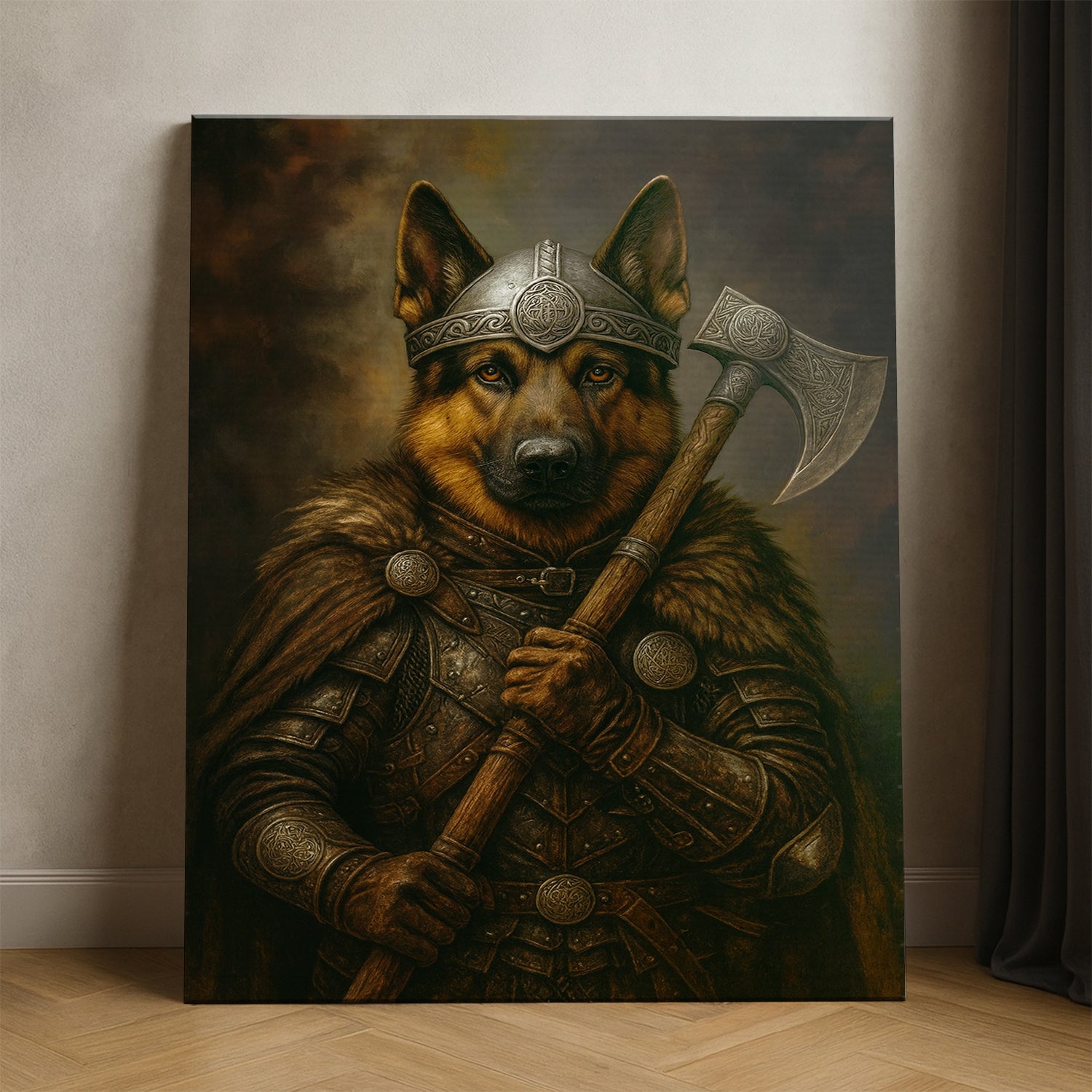 Custom Dog Photo Viking Warrior Canvas _ Gift For Dog