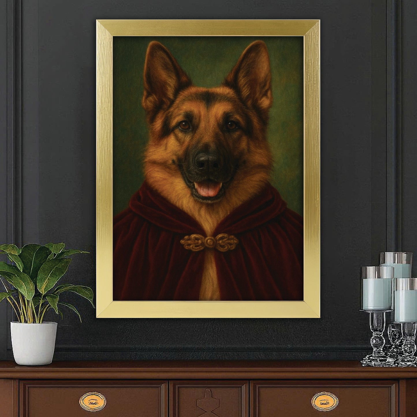 Custom Photo Dog Royal Style 08 Canvas Framed Wall Art Gift For Dog Lovers