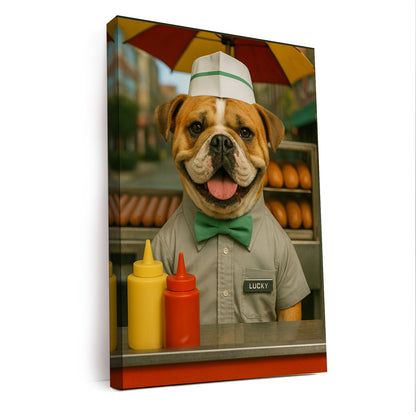 Custom Photo Hot Dog Canvas Gift For Dog Lovers