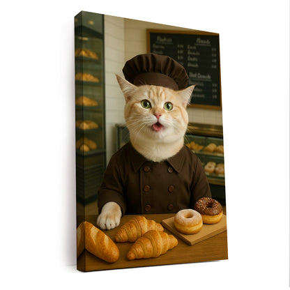 Custom Photo Baker Corgi Cat Canvas Gift For Cat Lovers