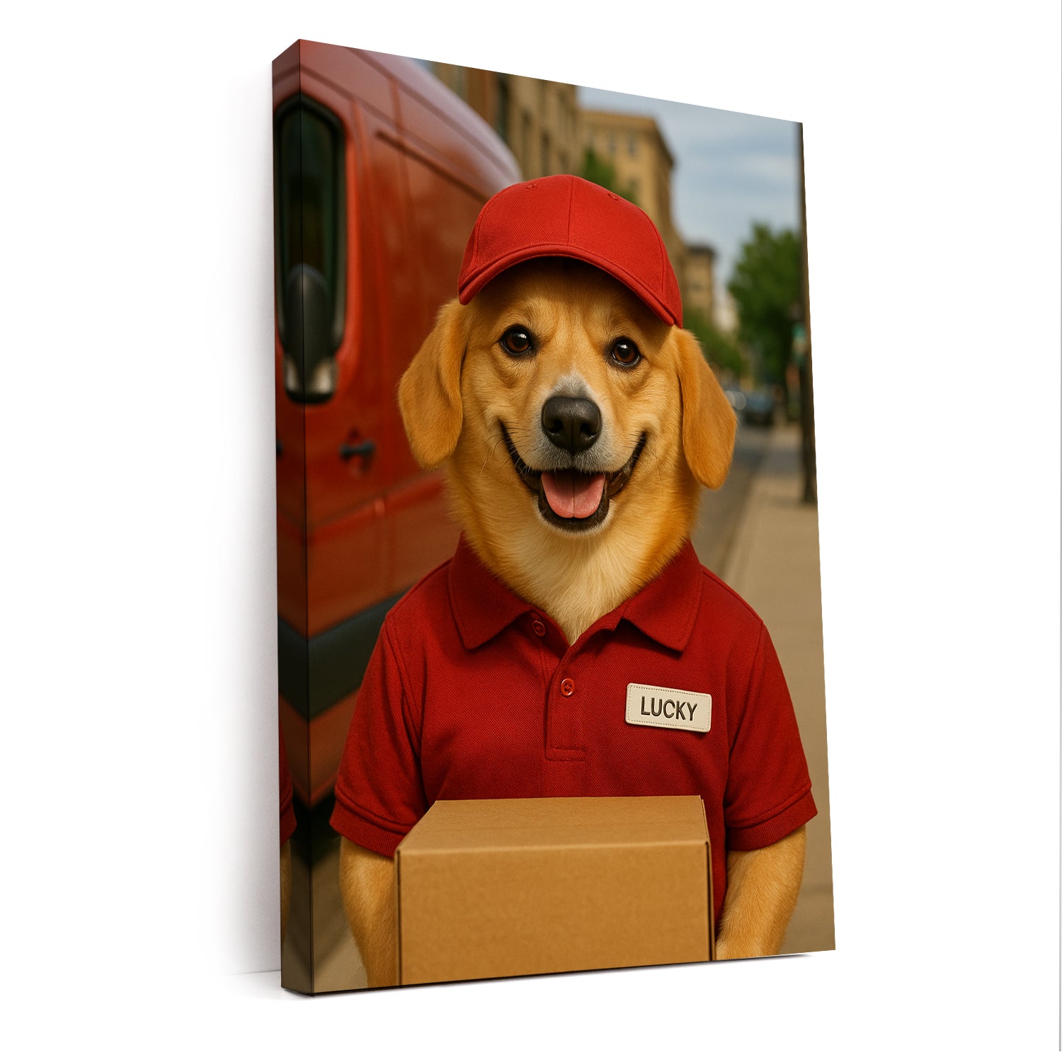 Custom Photo Courier Delivery Canvas Gift For Dog Lovers