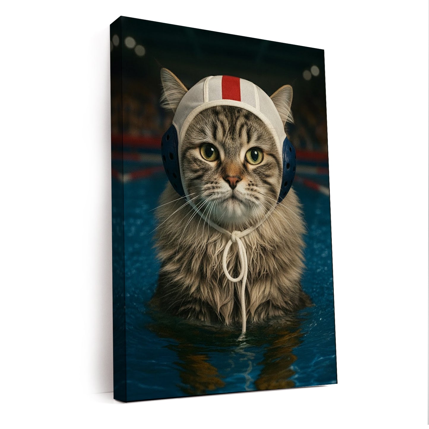 Custom Photo Swimmer Cat Canvas Gift For Cat Lovers