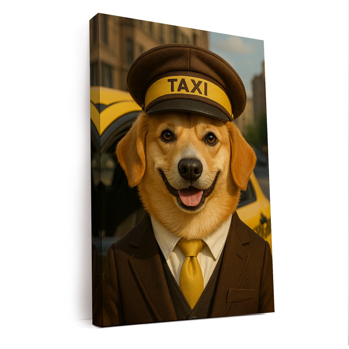 Custom Photo Taxi Driver Dog Canvas Gift For Dog Lovers