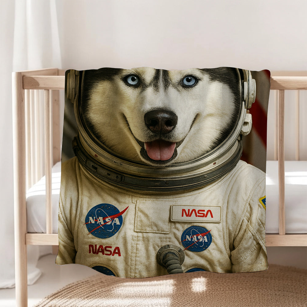 Custom Photo Astronaut Dog BlanketGift For Dog Lovers