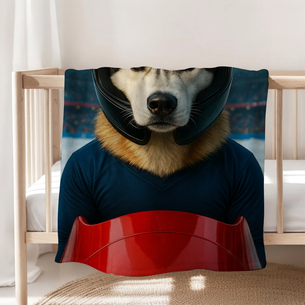 Custom Photo Bobsled Winter Race Dog BlanketGift For Dog Lovers