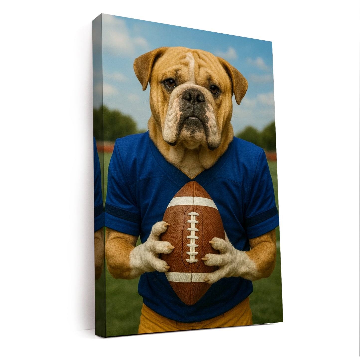 Custom Photo Football Player Dog Canvas Gift For Dog Lovers