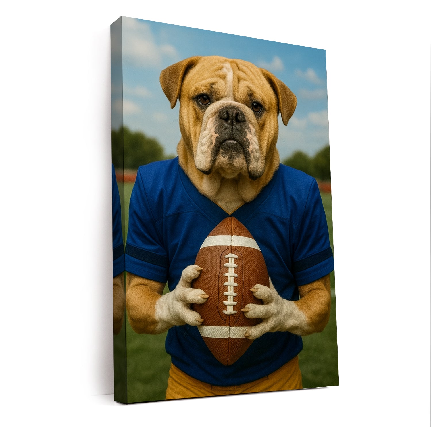 Custom Photo Football Player Dog Canvas Gift For Dog Lovers