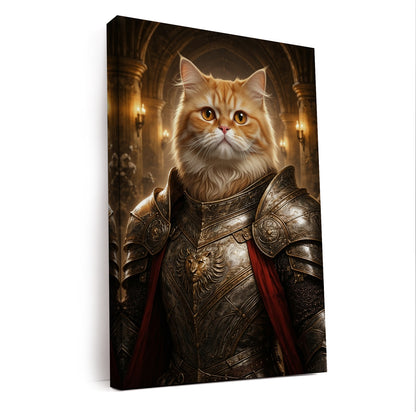 Custom Photo Royal Knight Cat Style 01 Canvas Gift For Cat Lovers