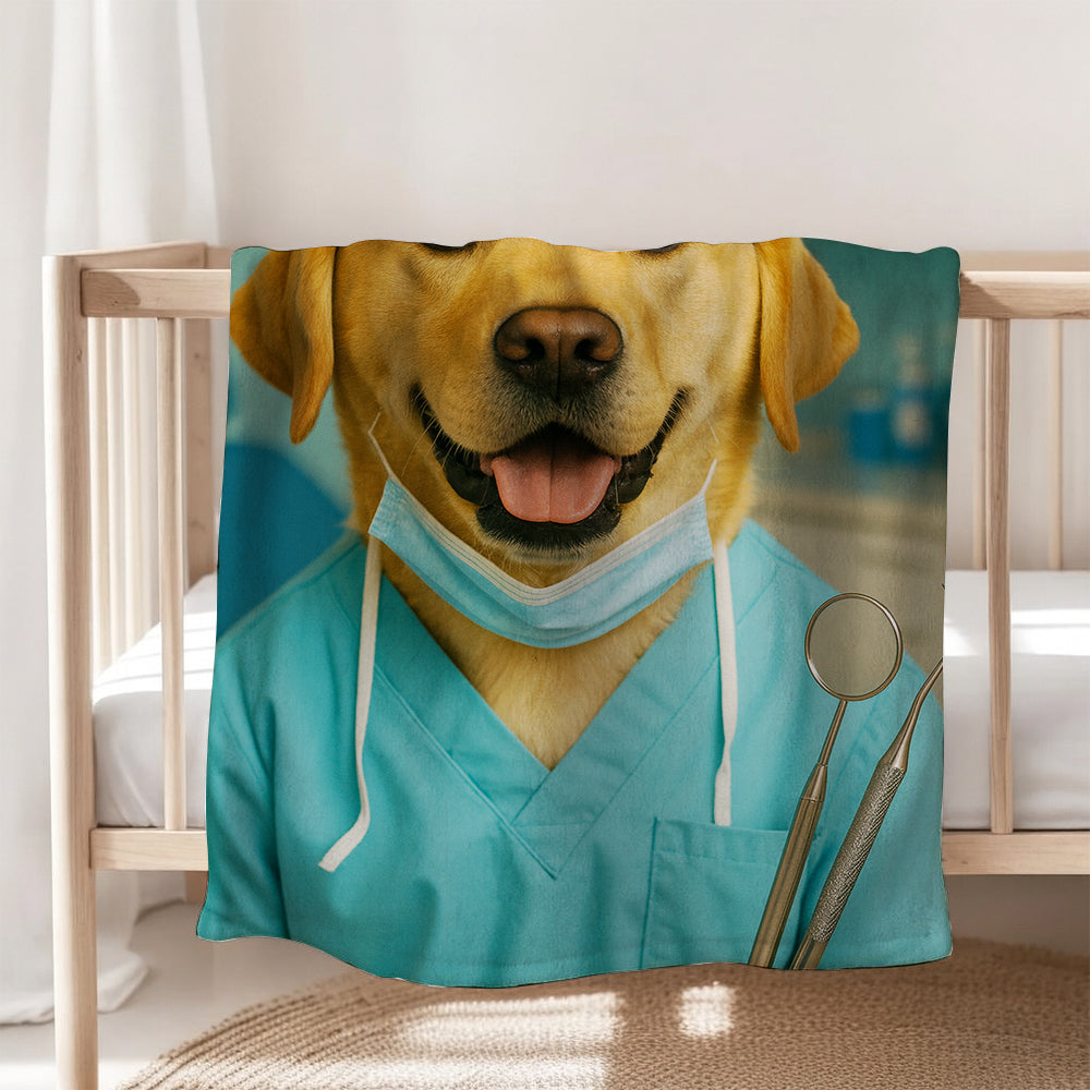 Custom Photo Dentist Dog BlanketGift For Dog Lover