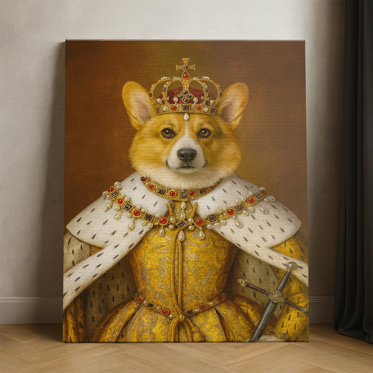 Custom Photo Crowned Queen Dog Canvas Gift For Dog Lovers