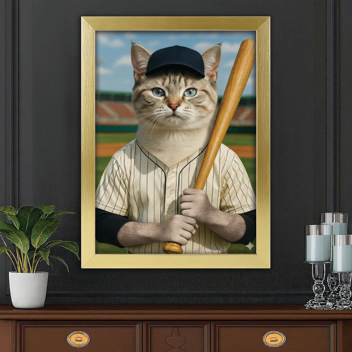Custom Photo Baseball Player Cat Gift For Cat Lovers
