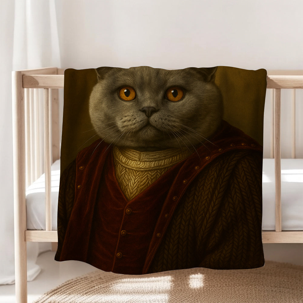 Custom Photo Crown King Cat Blanket Gift For Cat Lovers