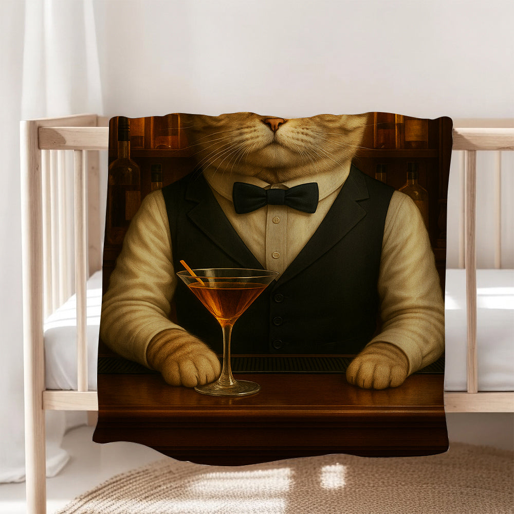 Personalized Cat Portrait Bartender Blanket