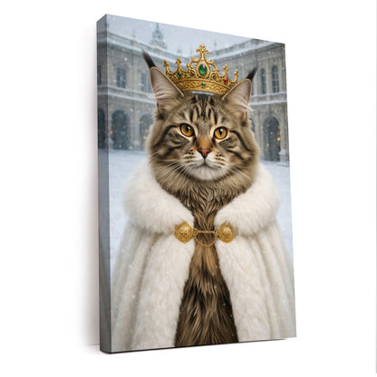Custom Photo Royal Winter Queen Cat Canvas Gift For Cat Lovers