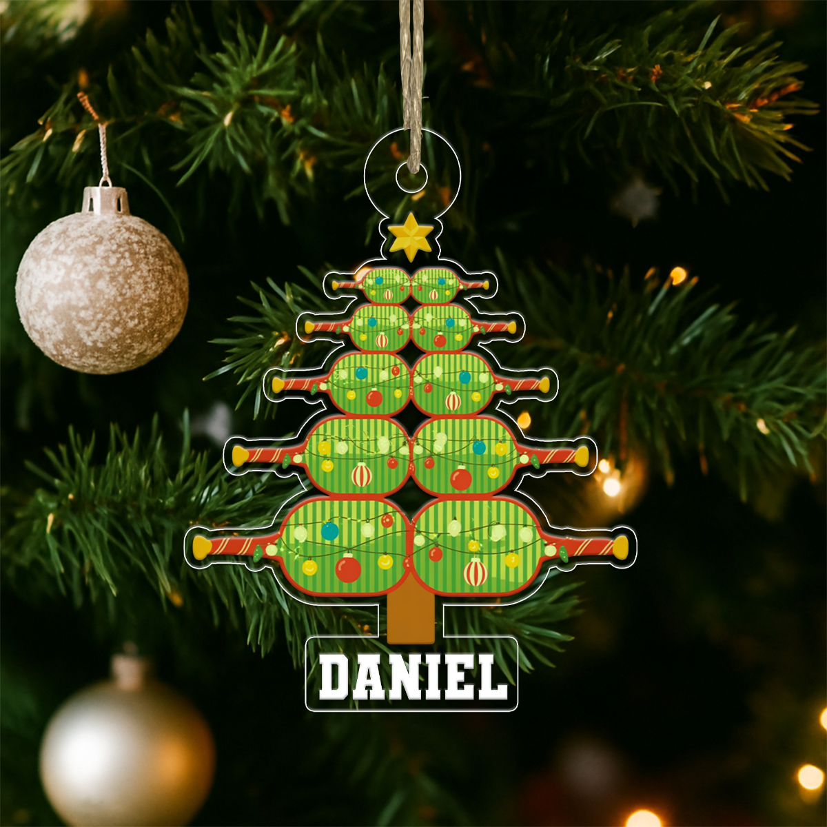 Custom Name Pickleball Xmas Tree Acrylic Ornament Christmas Gift