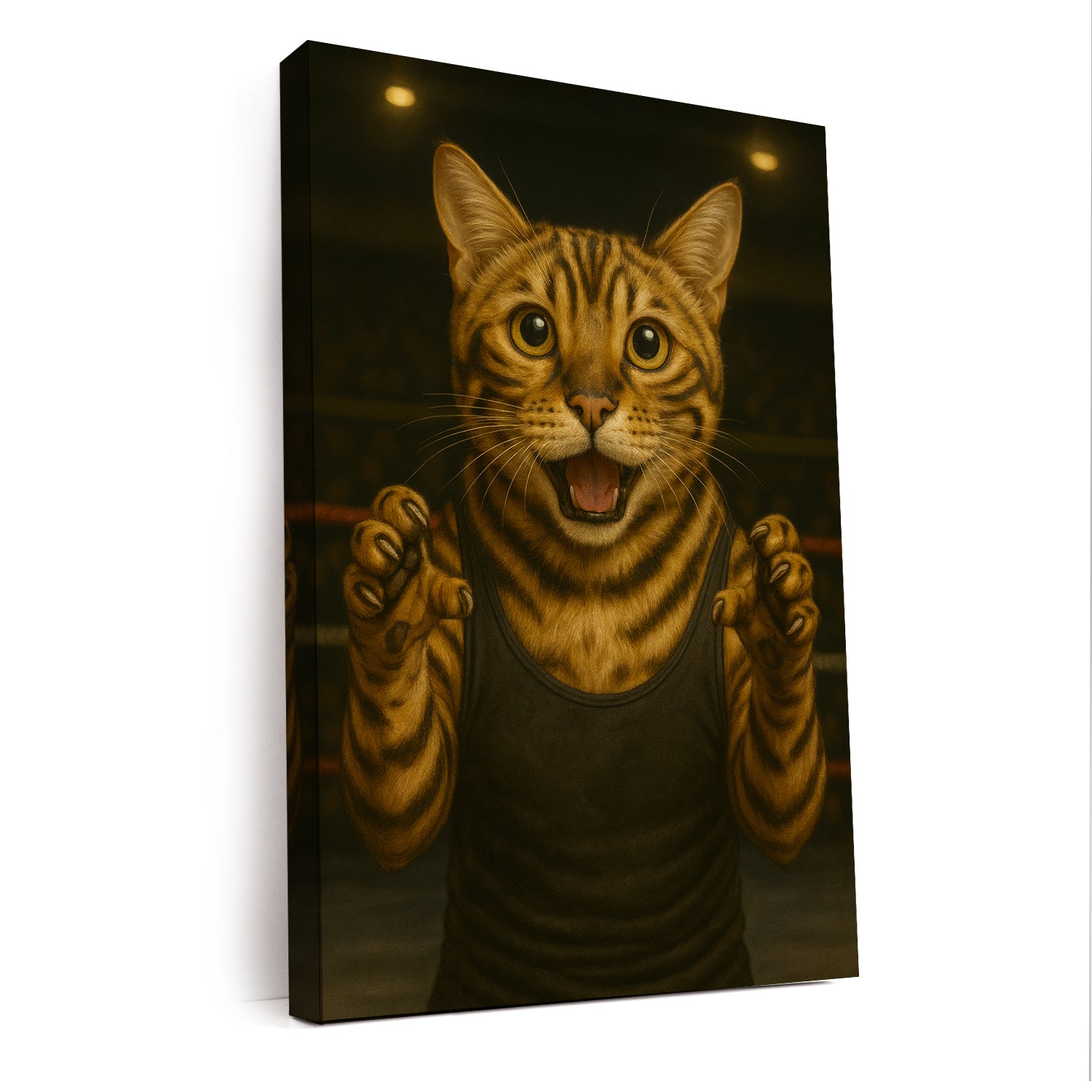 Custom Photo Wrestler Fighter Cat Canvas Gift For Cat Lovers