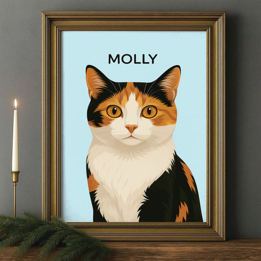 Custom Photo Minimalist Classic Cat Canvas Framed Wall Art Gift For Cat Lovers