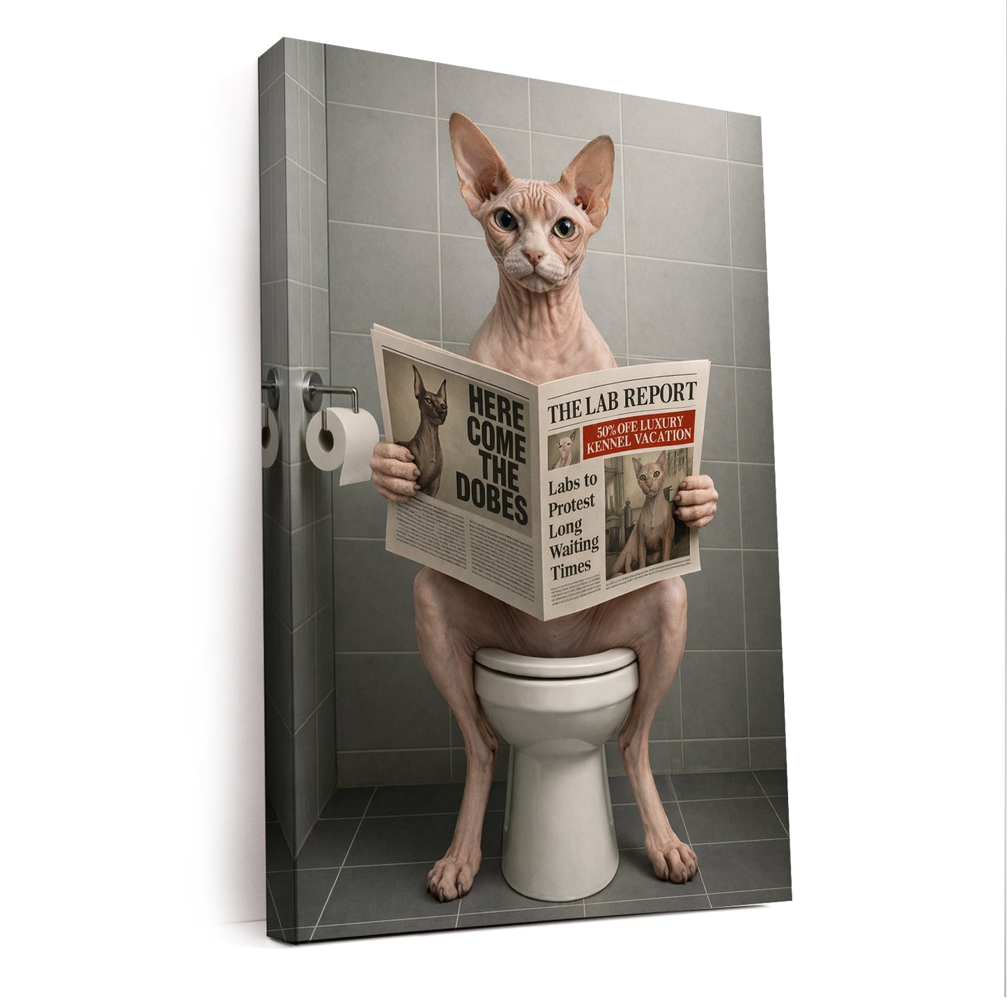 Custom Photo Cat Bathroom Canvas Style 03 Gift For Cat Lovers