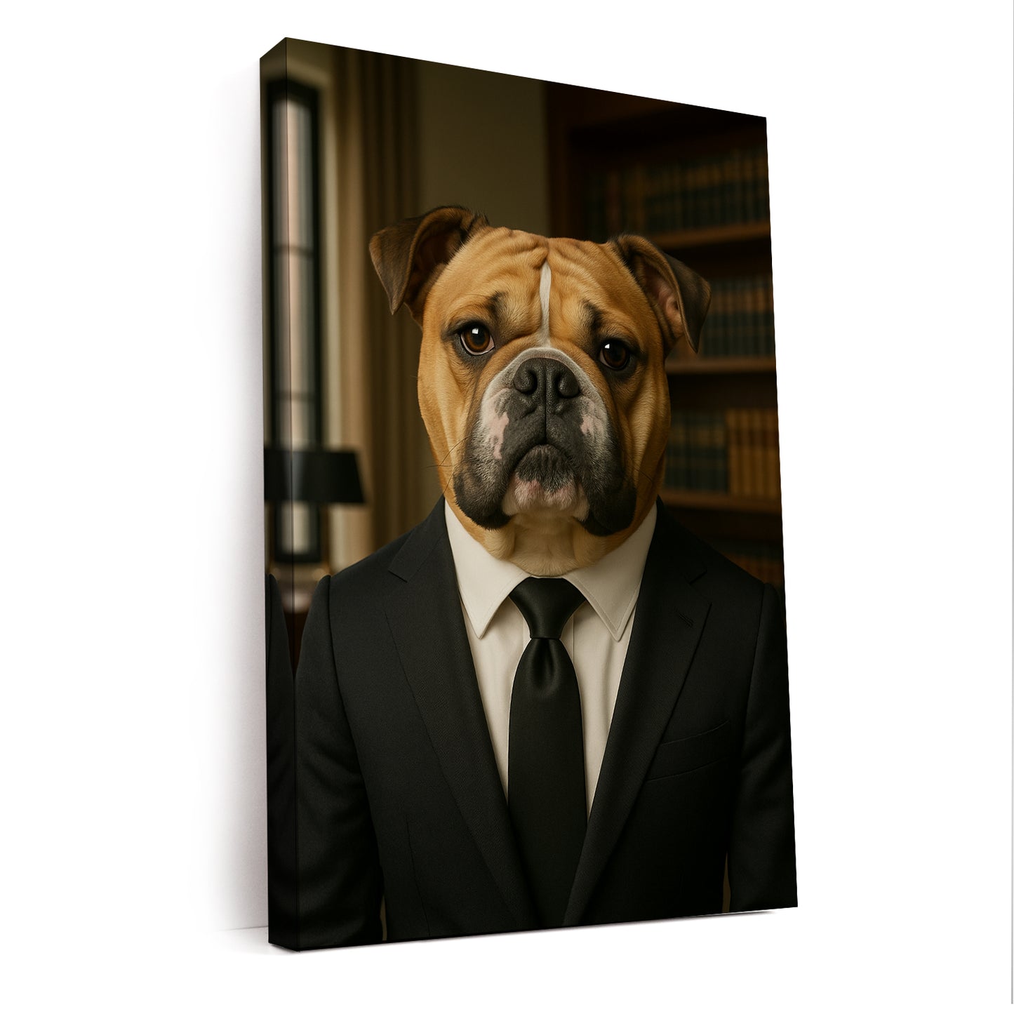 Custom Photo Business man Ceo Dog Canvas Gift For Dog Lovers