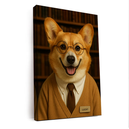 Custom Photo Librarian Book Lover Dog Canvas Gift For Dog Lovers