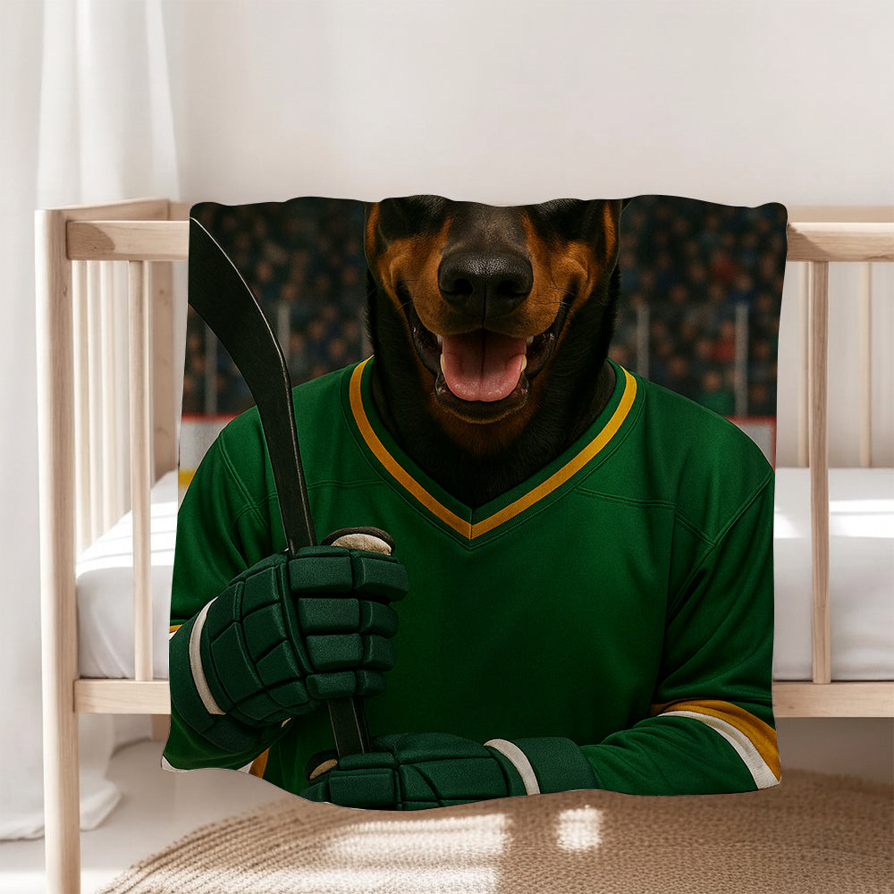 Custom Photo Hockey Player Dog BlanketGift For Dog Lovers