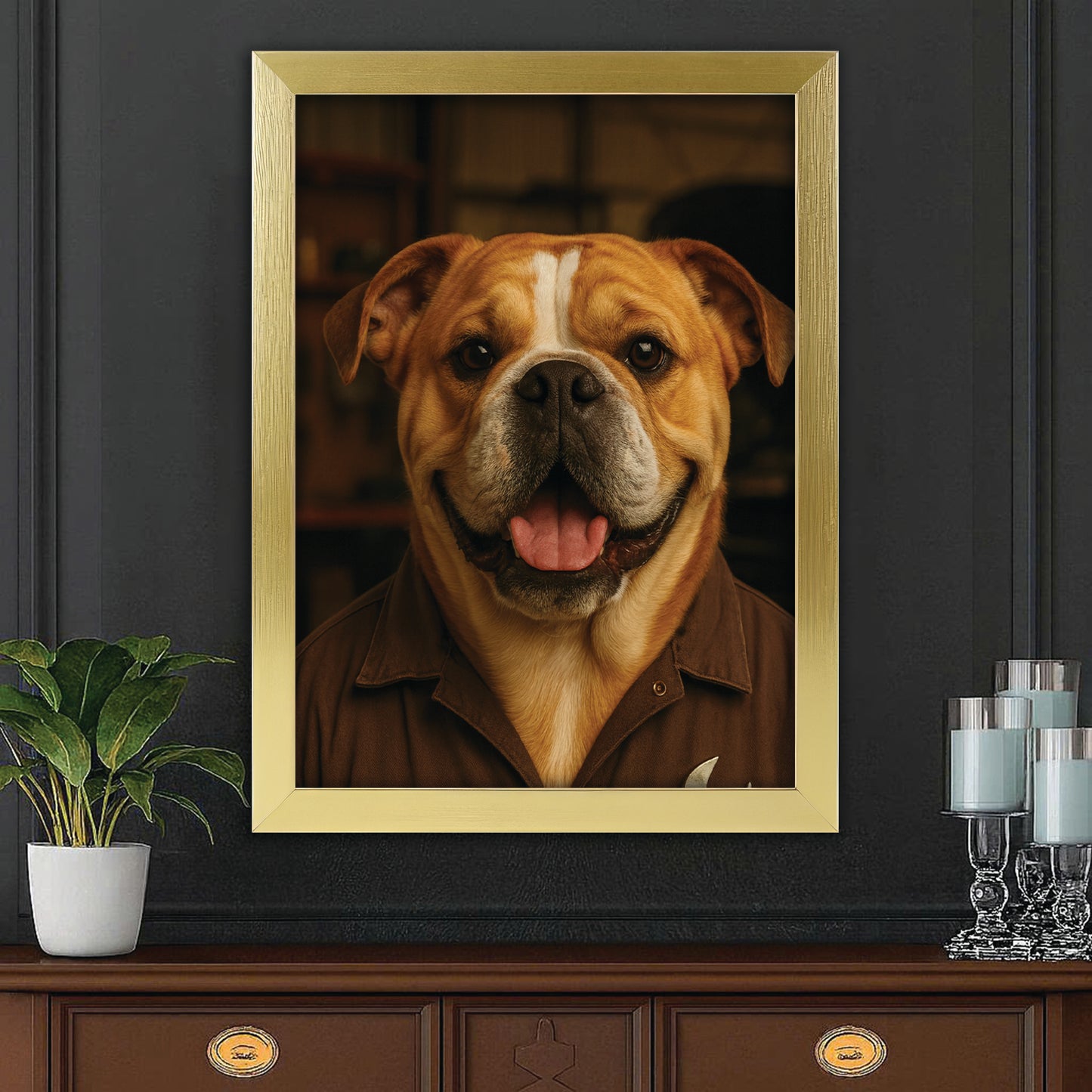 Custom Photo Mechanic Dog Canvas Framed Wall Art Gift For Dog Lovers