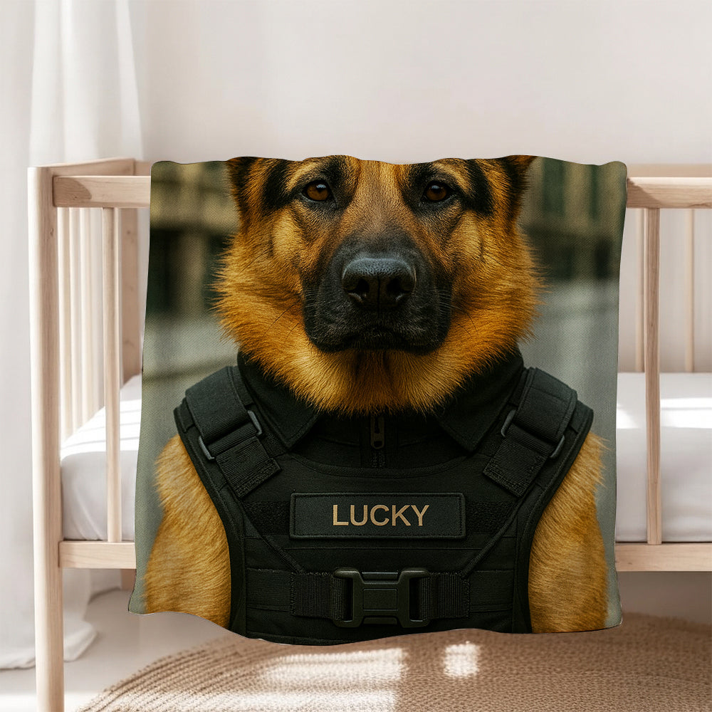 Custom Photo Tactical Dog BlanketGift For Dog Lovers