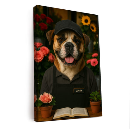 Custom Photo Flower Shop Florist Dog Canvas Gift For Dog Lovers