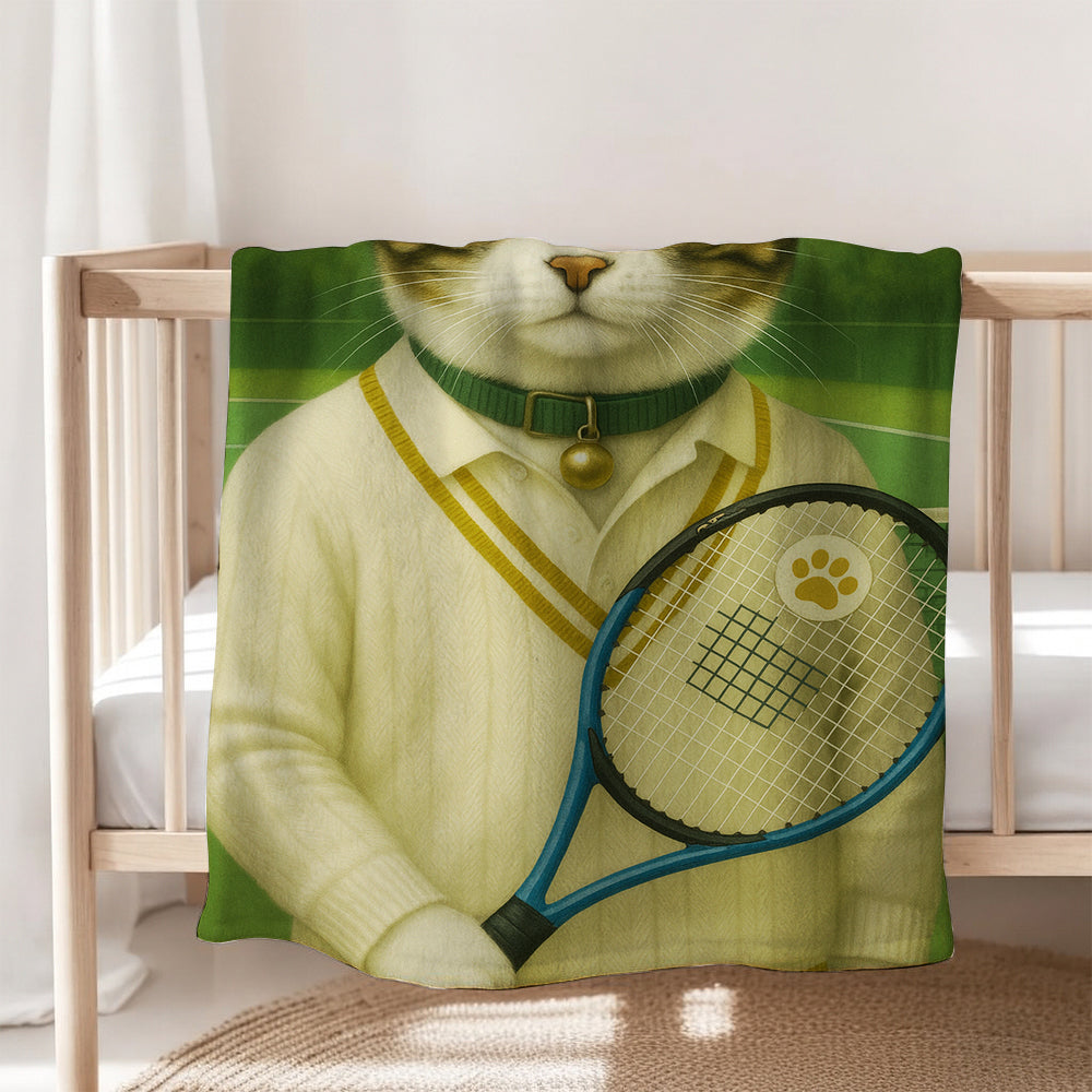 Custom Photo Tennis Player Cat Blanket
