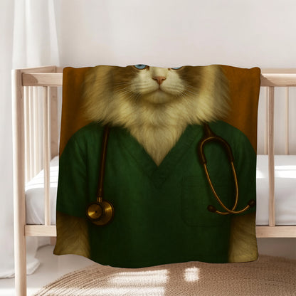 Custom Photo Nurse Cat Blanket Gift For Cat Lovers