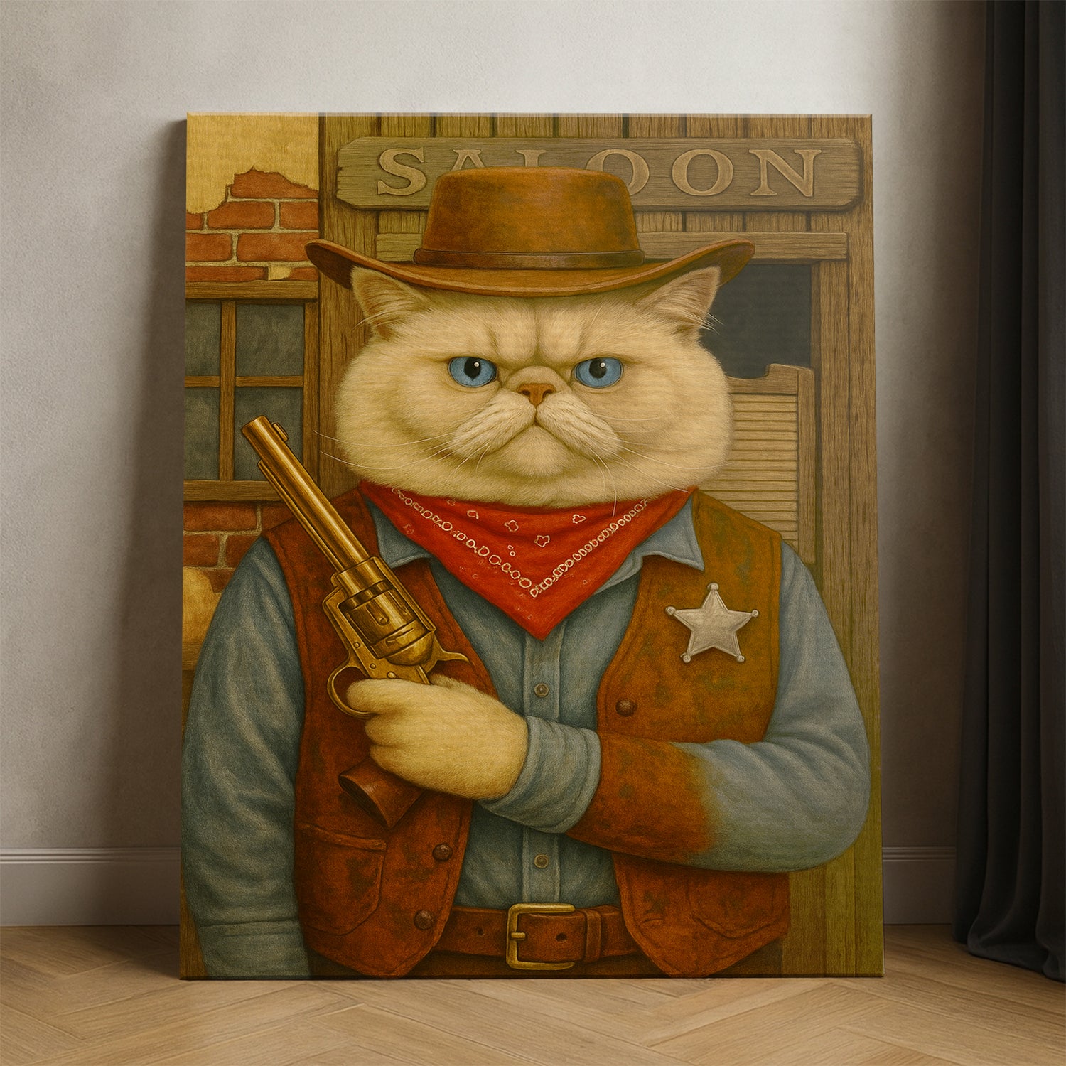 Custom Photo Cat Cowboy Canvas