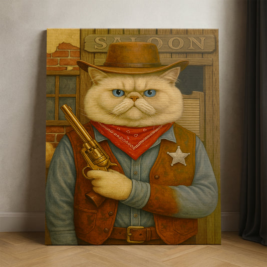 Custom Photo Cat Cowboy Canvas