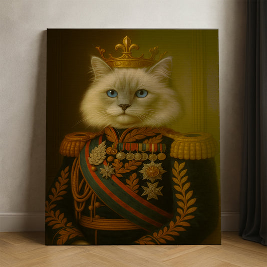 Custom Photo Cat King Crown Royal Canvas _ Gift For Cat Lovers