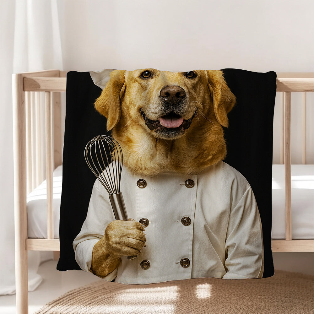 Custom Photo Dog Chef Blanket Gift For Dog Lover