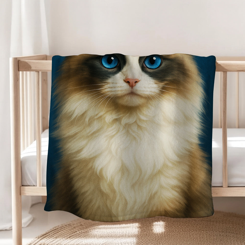 Custom Cat Deep Blue Blanket