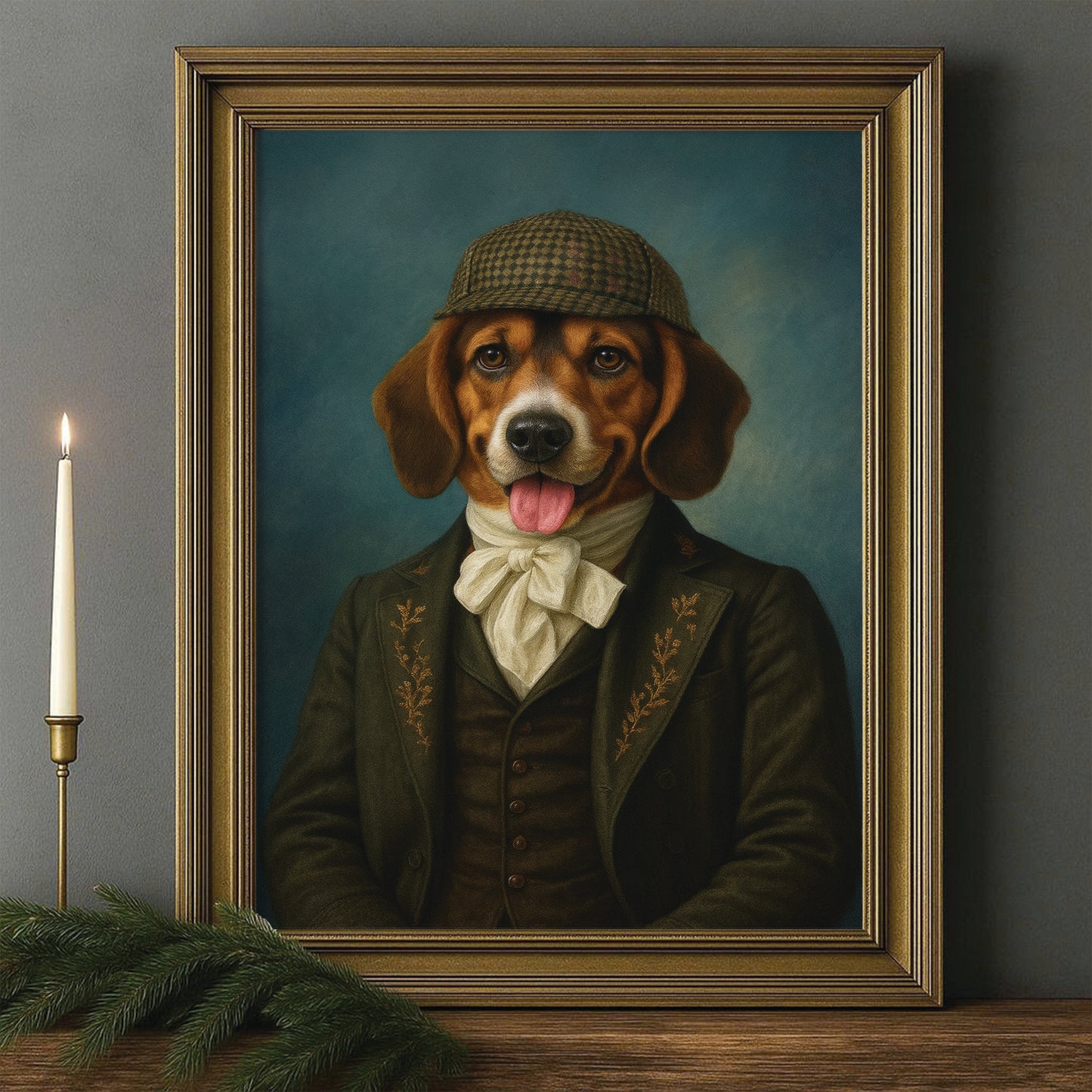 Custom Photo Detective Dog Canvas Framed Wall Art Gift For Dog Lovers