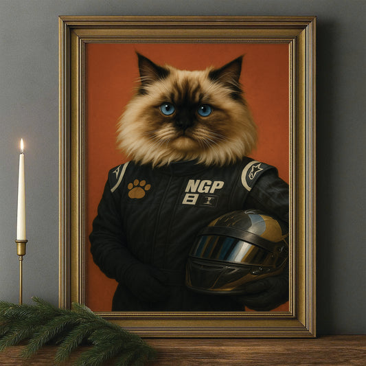 Custom Photo Cat Racer Canvas Framed Wall Art Gift For Cat Lovers